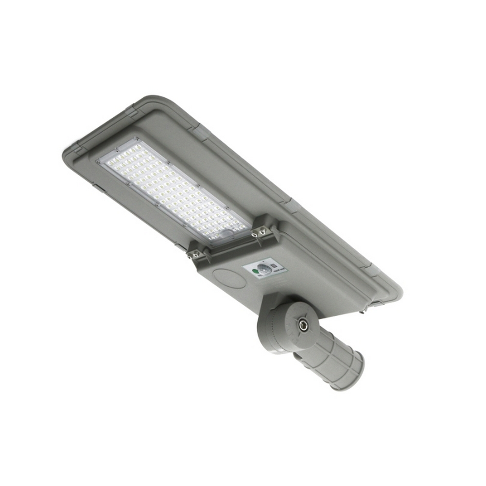 Foto principale Lampione stradale Led 100W Grigio con pannello solare IP65 Bianco caldo 2700K con sensore crepuscolare e di movimento M LEDME