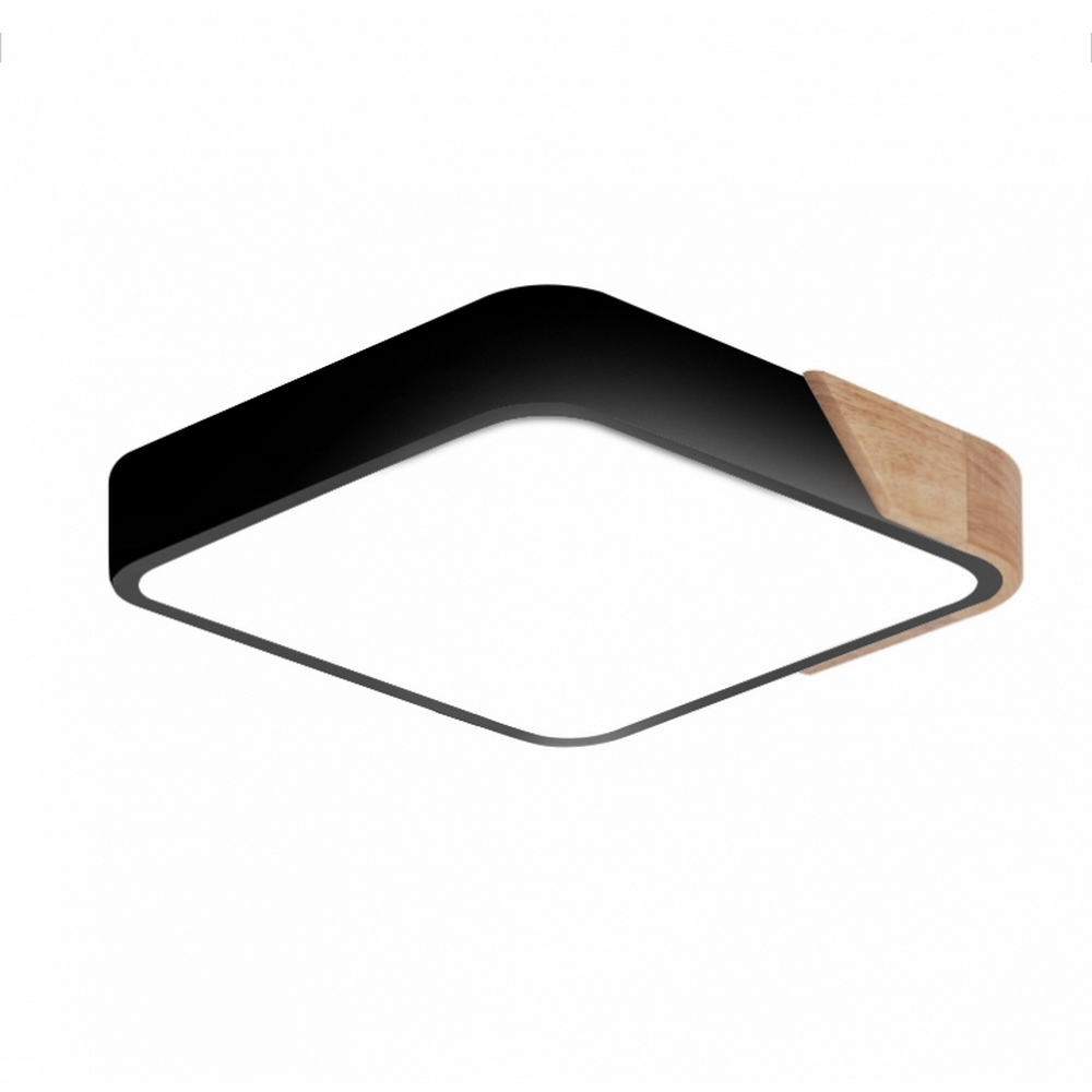 Foto principale Plafoniera Led Wood 24W Nera e Marrone Quadrata CCT luce regolabile con telecomando M LEDME