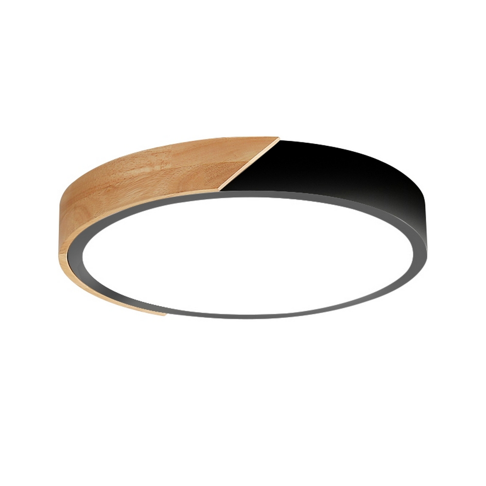 Foto principale Plafoniera Led Wood 24W Nera e Marrone Rotonda CCT luce regolabile con telecomando M LEDME