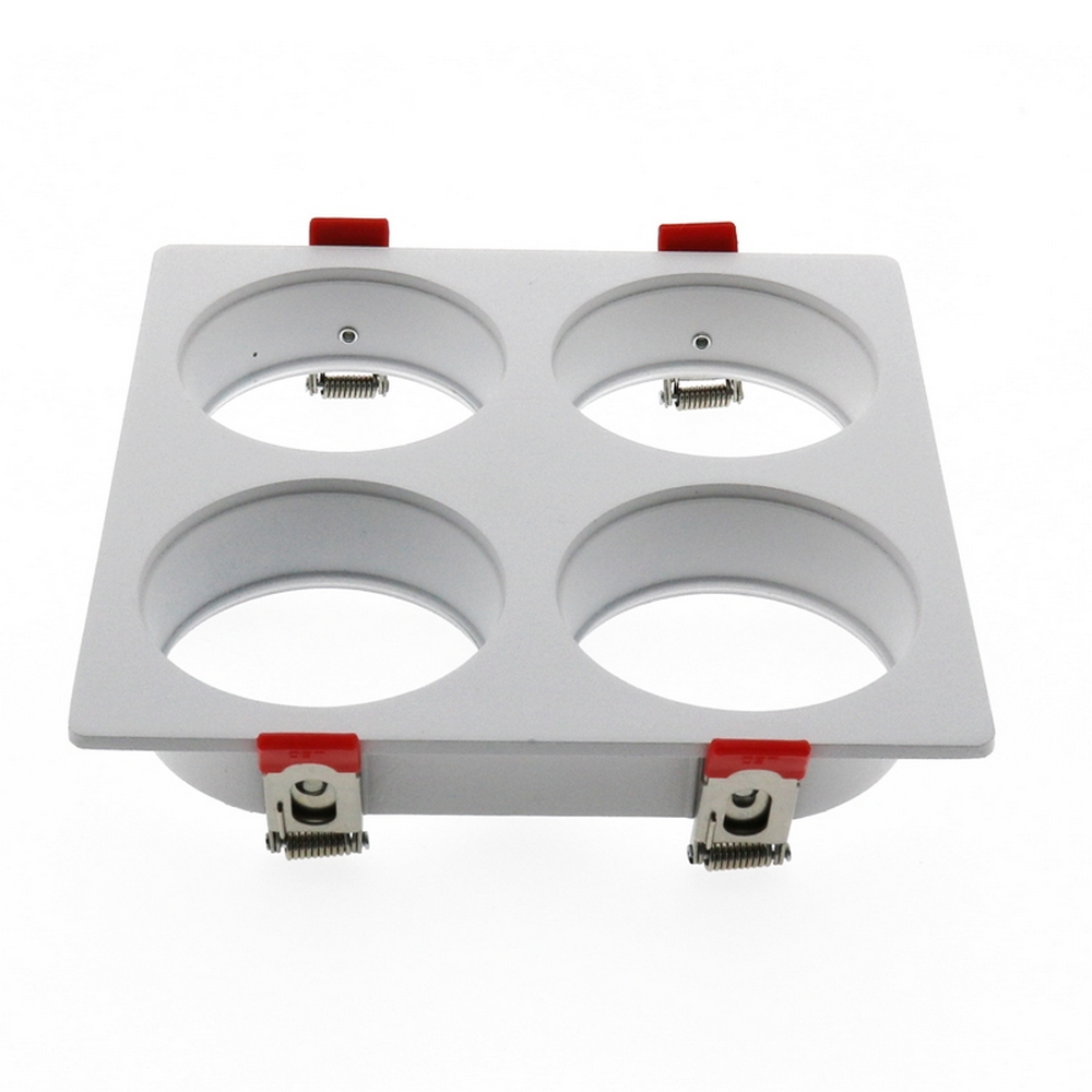 Foto principale Portafaretto fisso per faretto Cobfix 10W da incasso 166x166mm Bianco Quadrato 4 posti M LEDME