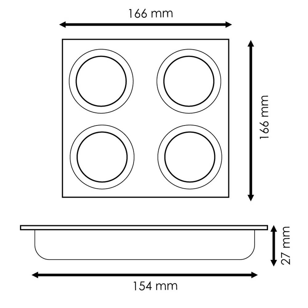 Portafaretto fisso per faretto Cobfix 10W da incasso 166x166mm Nero Quadrato 4 posti M LEDME - Foto 3