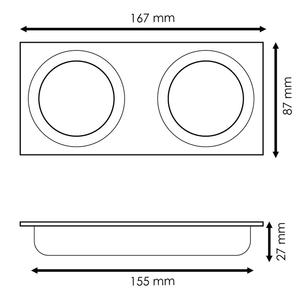 Portafaretto fisso per faretto Cobfix 10W da incasso 167x87mm Nero Rettangolare 2 posti M LEDME - Foto 3
