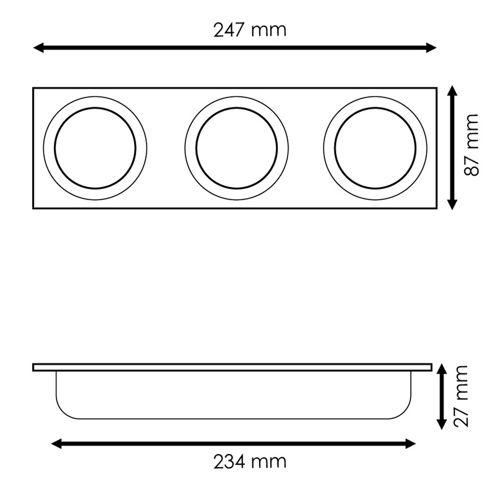Portafaretto fisso per faretto Cobfix 10W da incasso 247x87mm Nero Rettangolare 3 posti M LEDME - Foto 3