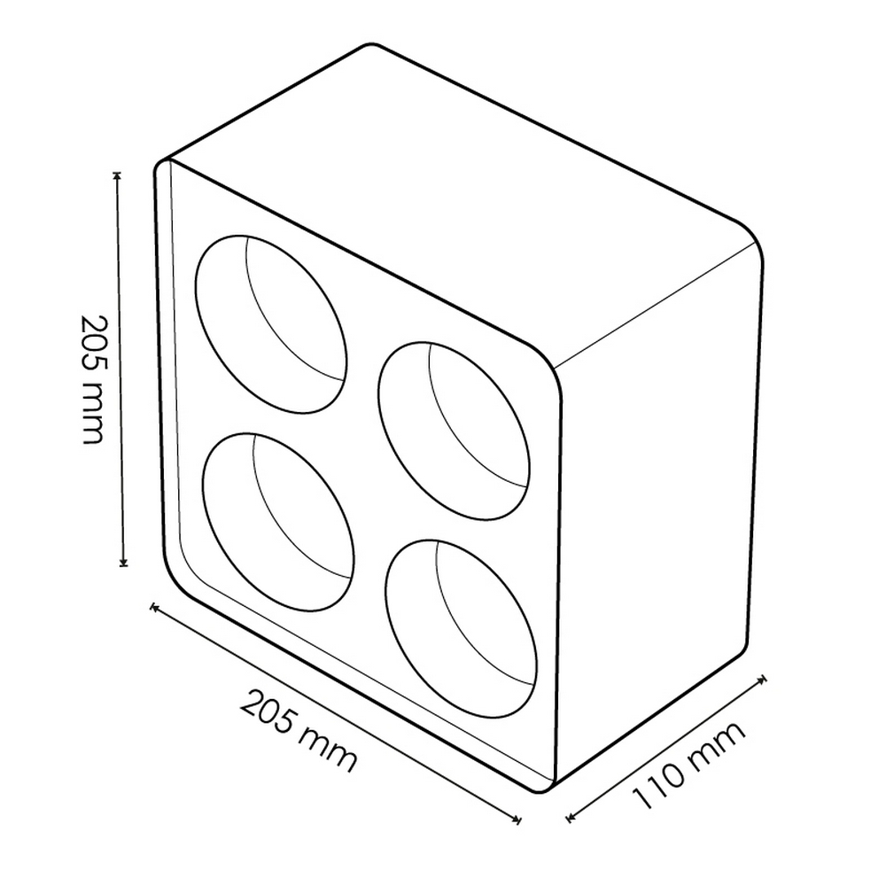 Portafaretto fisso per faretto Cobfix 10W da superfice 205x205mm Nero Quadrato 4 posti M LEDME - Foto 3