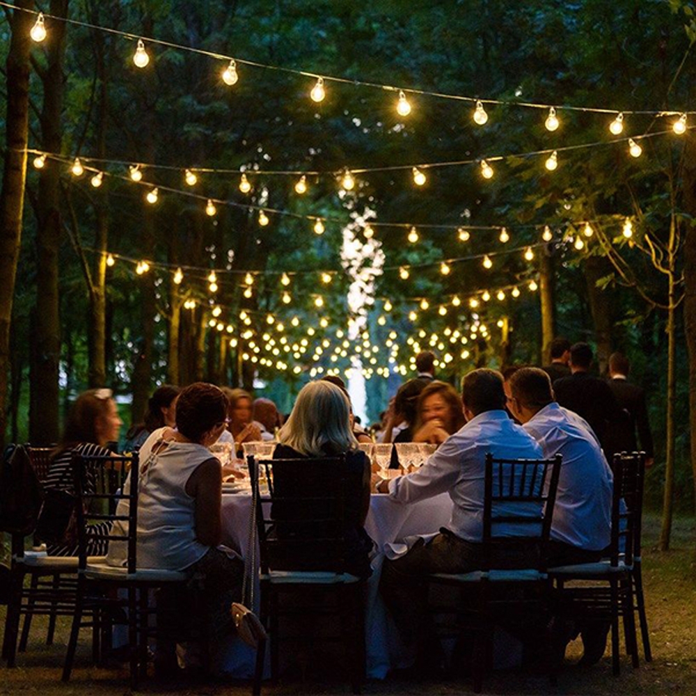 Catena di luci lineare 10 metri per 10 lampadine E27 IP54 Bianca Wisdom - Foto 5