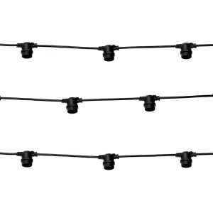 Foto principale Catena di luci lineare 10 metri per 10 lampadine E27 IP54 Nera Wisdom