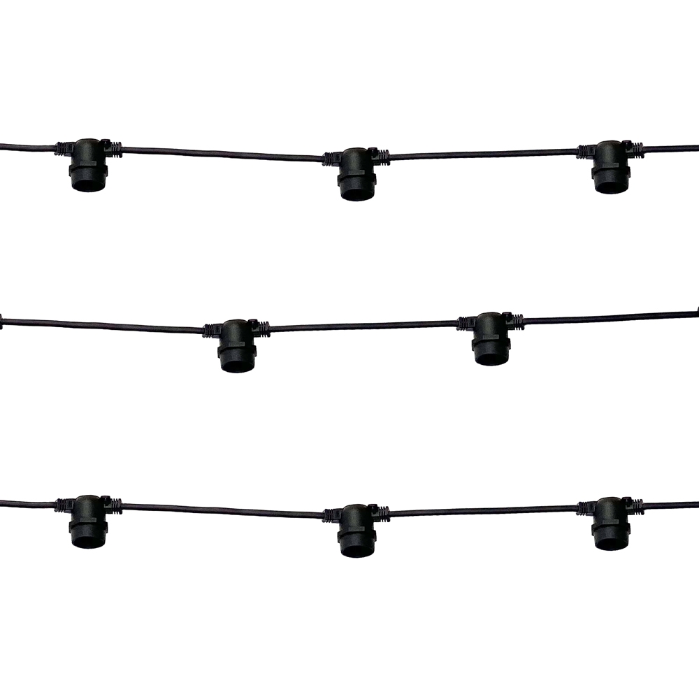 Foto principale Catena di luci lineare 5 metri per 10 lampadine E27 IP54 Nera Wisdom