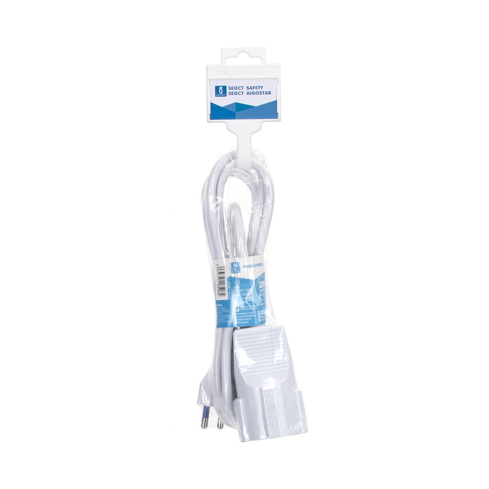 Cavo prolunga elettrico da 2m – Spina 16A e Presa Schuko+Bipasso Aigostar - Foto 1
