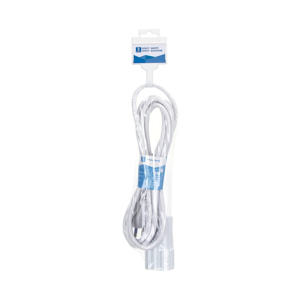 Cavo prolunga elettrico da 3m – Spina 16A e Presa Schuko+Bipasso Aigostar - Foto 1