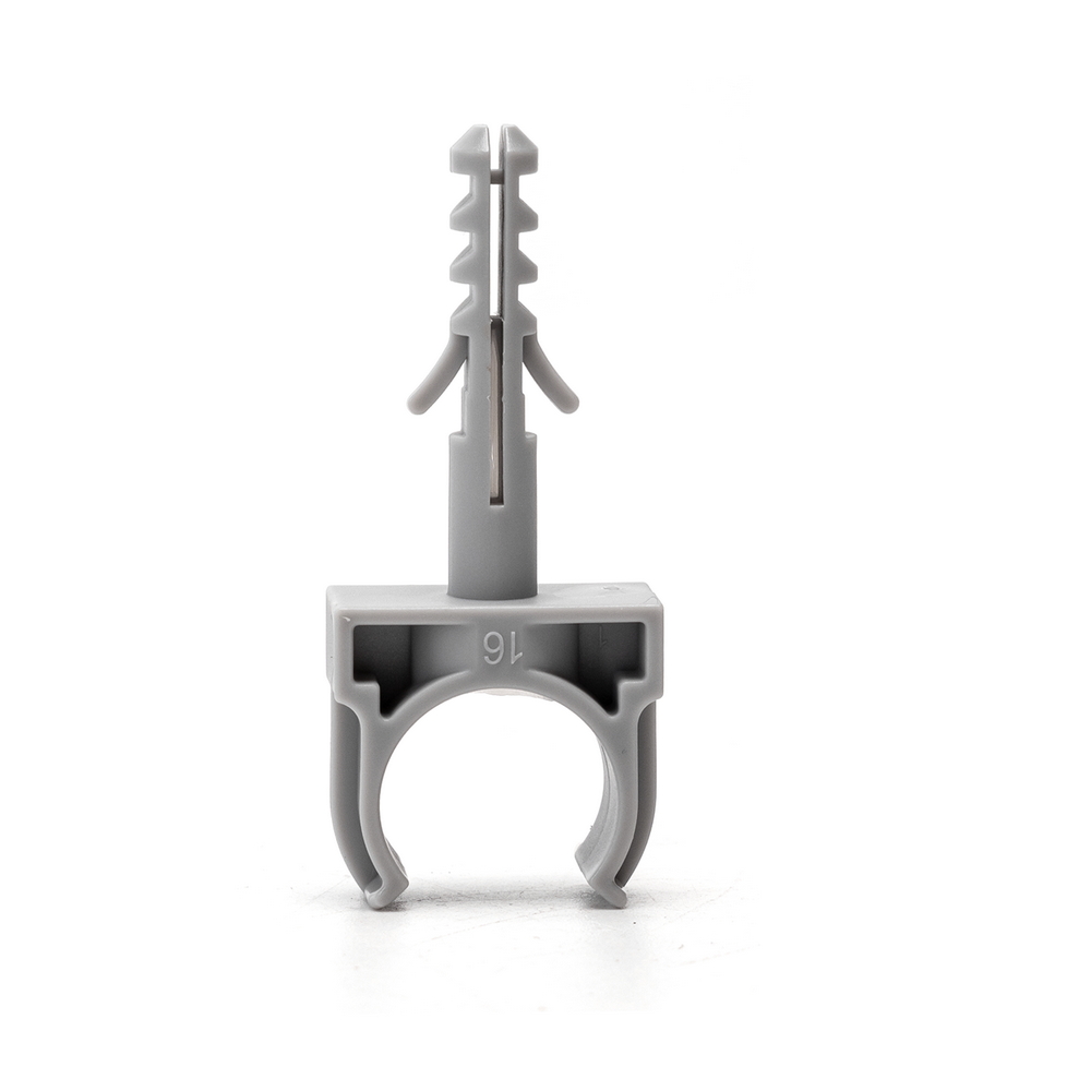 Clips fissatubo a scatto con tassello per Tubo 16mm grigio 10pz Aigostar - Foto 1