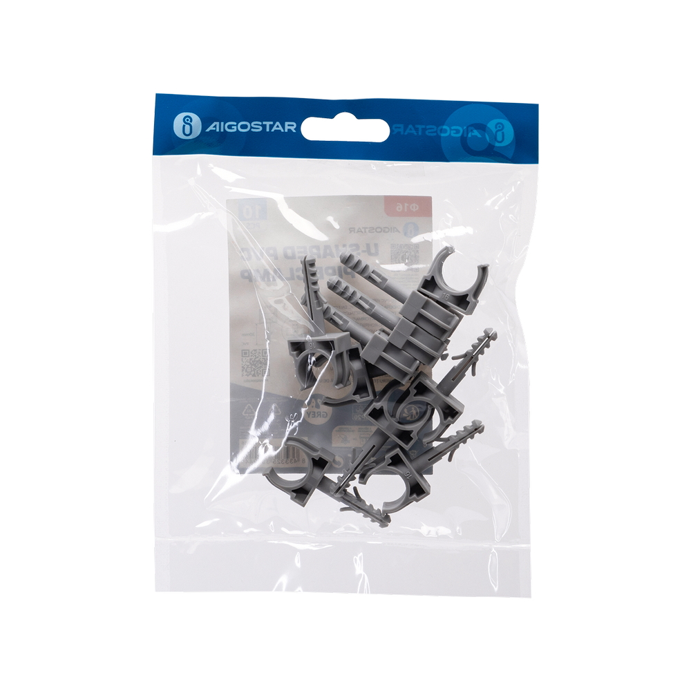 Clips fissatubo a scatto con tassello per Tubo 16mm grigio 10pz Aigostar - Foto 4