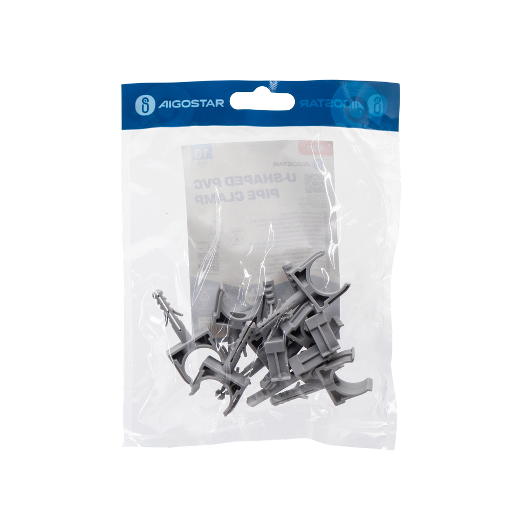 Clips fissatubo a scatto con tassello per Tubo 20mm grigio10pz Aigostar - Foto 4