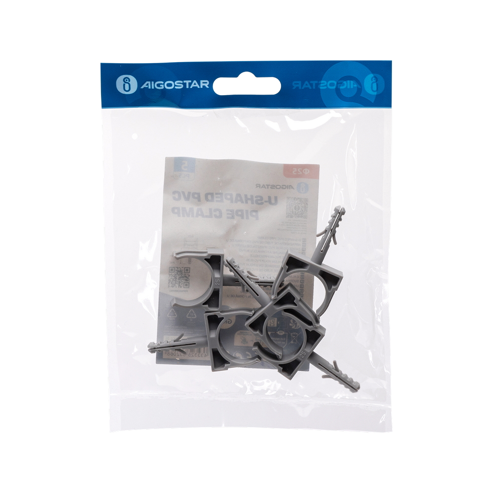 Clips fissatubo a scatto con tassello per Tubo 25mm grigio 5pz Aigostar - Foto 4