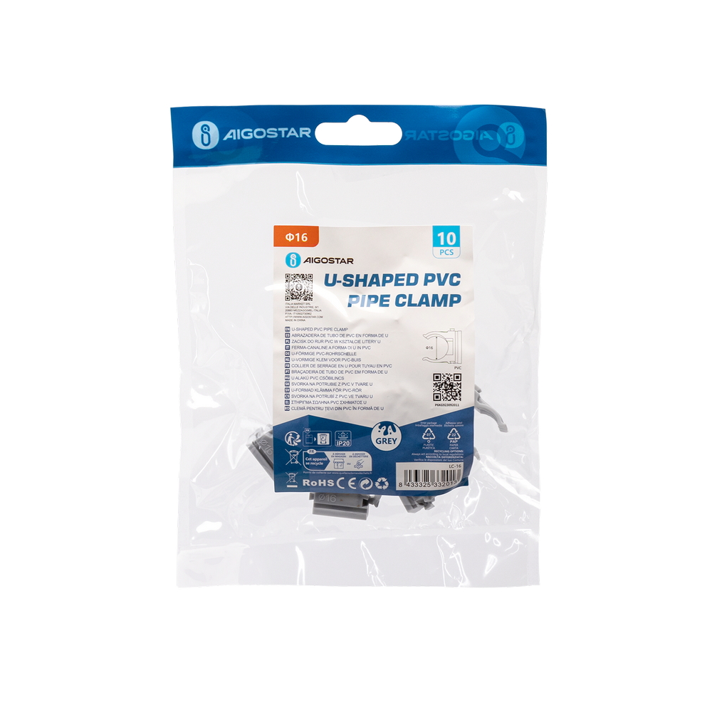 Clips fissatubo a scatto per Tubo 16mm grigio 10pz Aigostar - Foto 3