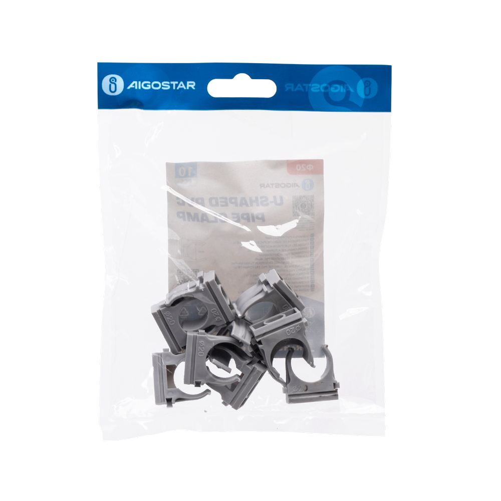 Clips fissatubo a scatto per Tubo 20mm grigio 10pz Aigostar - Foto 4