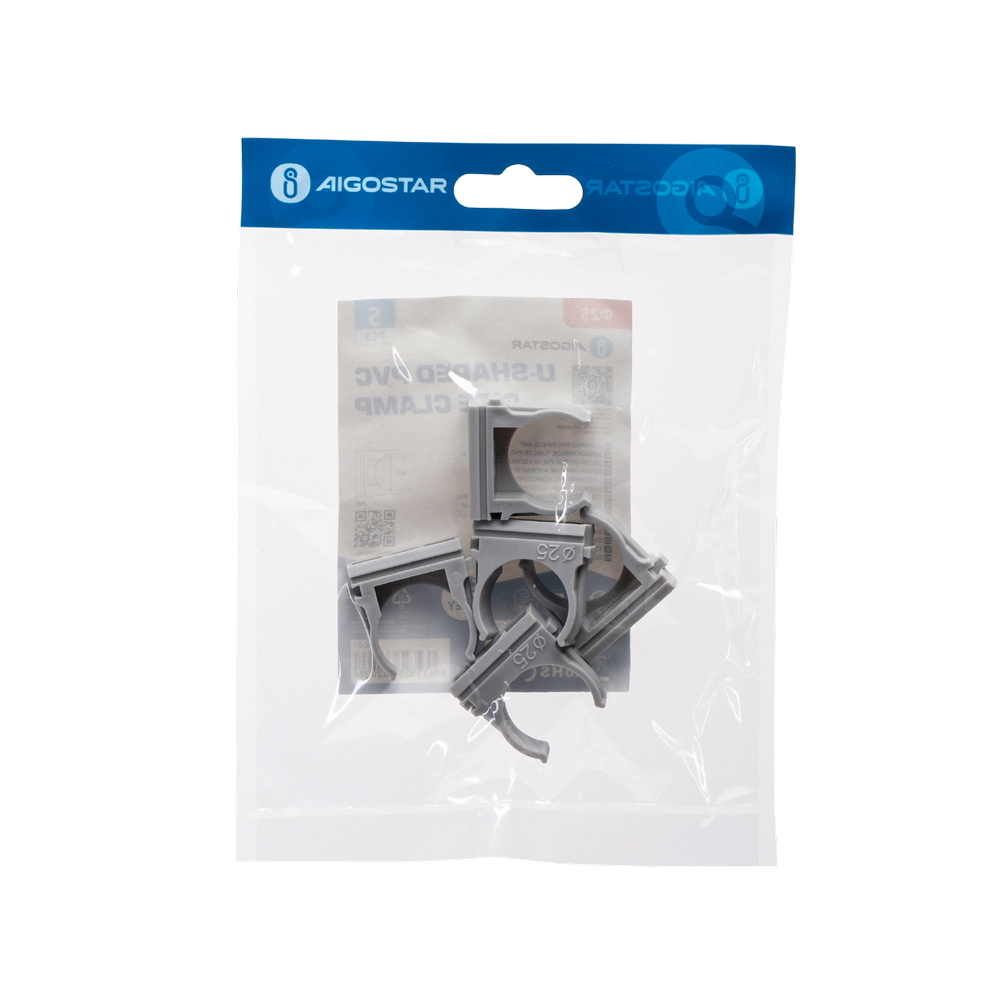 Clips fissatubo a scatto per Tubo 25mm grigio 5pz Aigostar - Foto 4