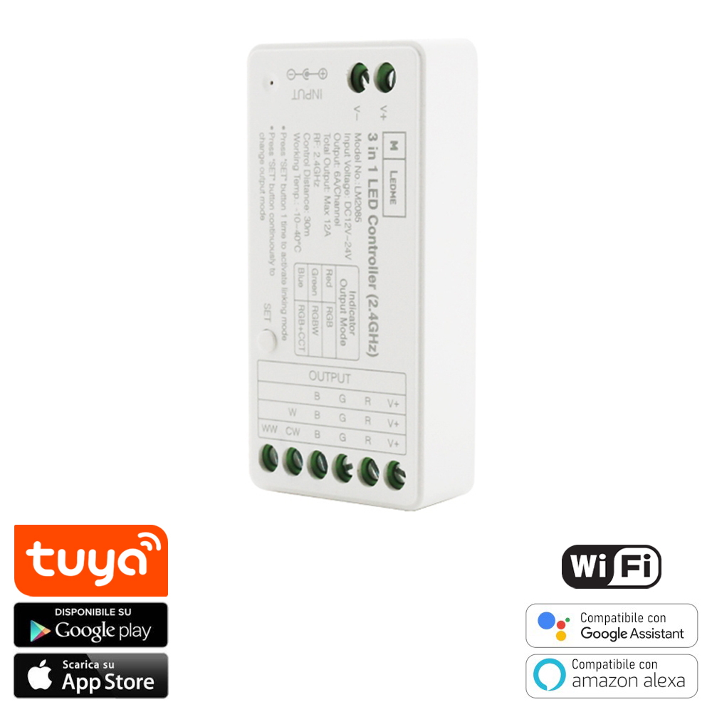 Foto principale Controller Smart Tuya WiFi Dimmer striscia Led RGB + CCT 12-24V M LEDME