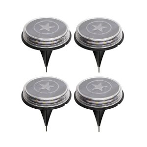 Foto principale Faretto segnapassi Led 0,6W Argento con pannello solare IP66 Bianco caldo 3200K con sensore crepuscolare e di movimento confezione 4pz Aigostar
