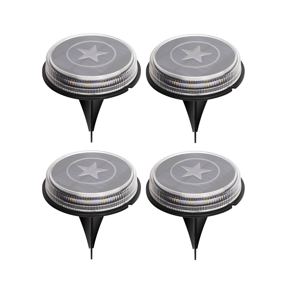 Foto principale Faretto segnapassi Led 0,6W Argento con pannello solare IP66 Bianco caldo 3200K con sensore crepuscolare e di movimento confezione 4pz Aigostar