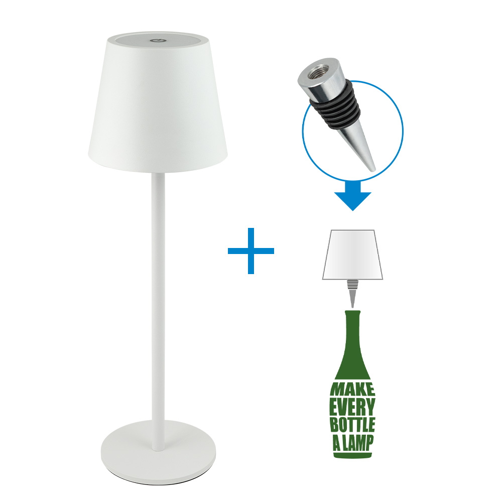 Foto principale Lampada da tavolo Led touch Alba Bianca 1,2W portatile e da bottiglia a batteria ricaricabile USB Novaline