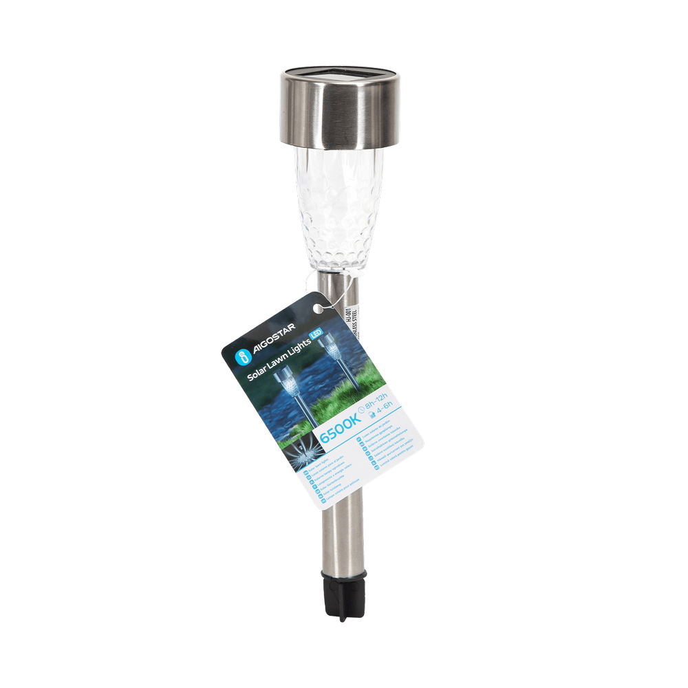 Lampioncino segnapassi Led Berry 0,2W Argento in acciaio con pannello solare IP44 Bianco freddo 6500K con sensore crepuscolare Aigostar - Foto 3