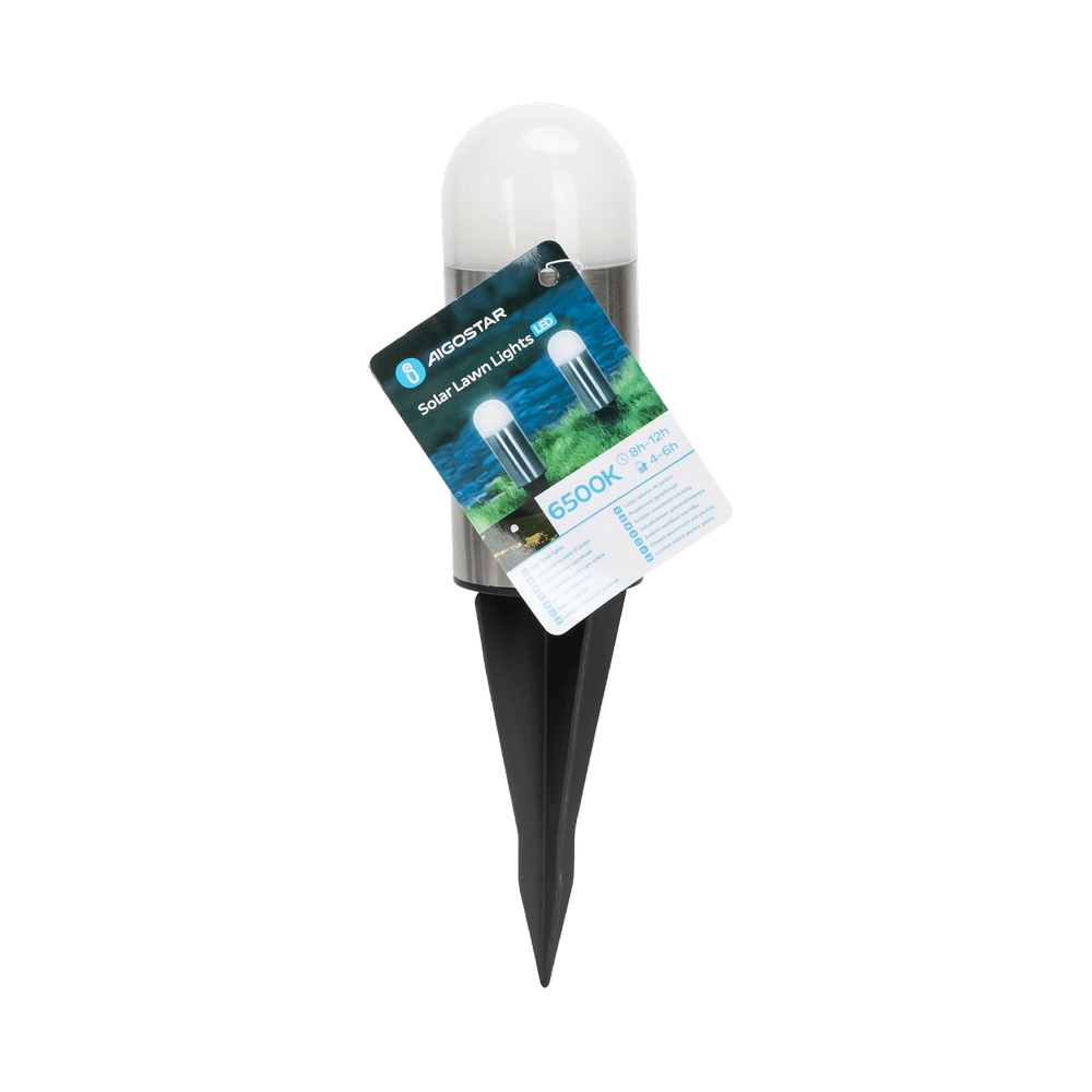 Lampioncino segnapassi Led Bullet 0,006W Argento in acciaio con pannello solare IP44 Bianco freddo 6500K con sensore crepuscolare Aigostar - Foto 3