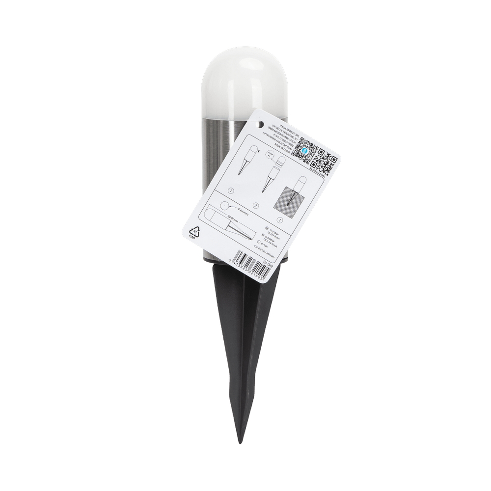 Lampioncino segnapassi Led Bullet 0,006W Argento in acciaio con pannello solare IP44 Bianco freddo 6500K con sensore crepuscolare Aigostar - Foto 4