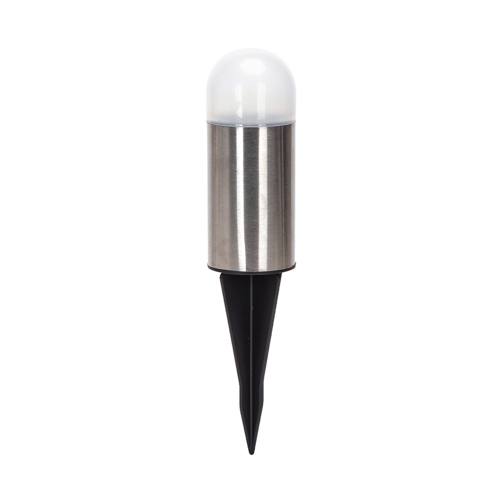 Foto principale Lampioncino segnapassi Led Bullet 0,006W Argento in acciaio con pannello solare IP44 Bianco freddo 6500K con sensore crepuscolare Aigostar