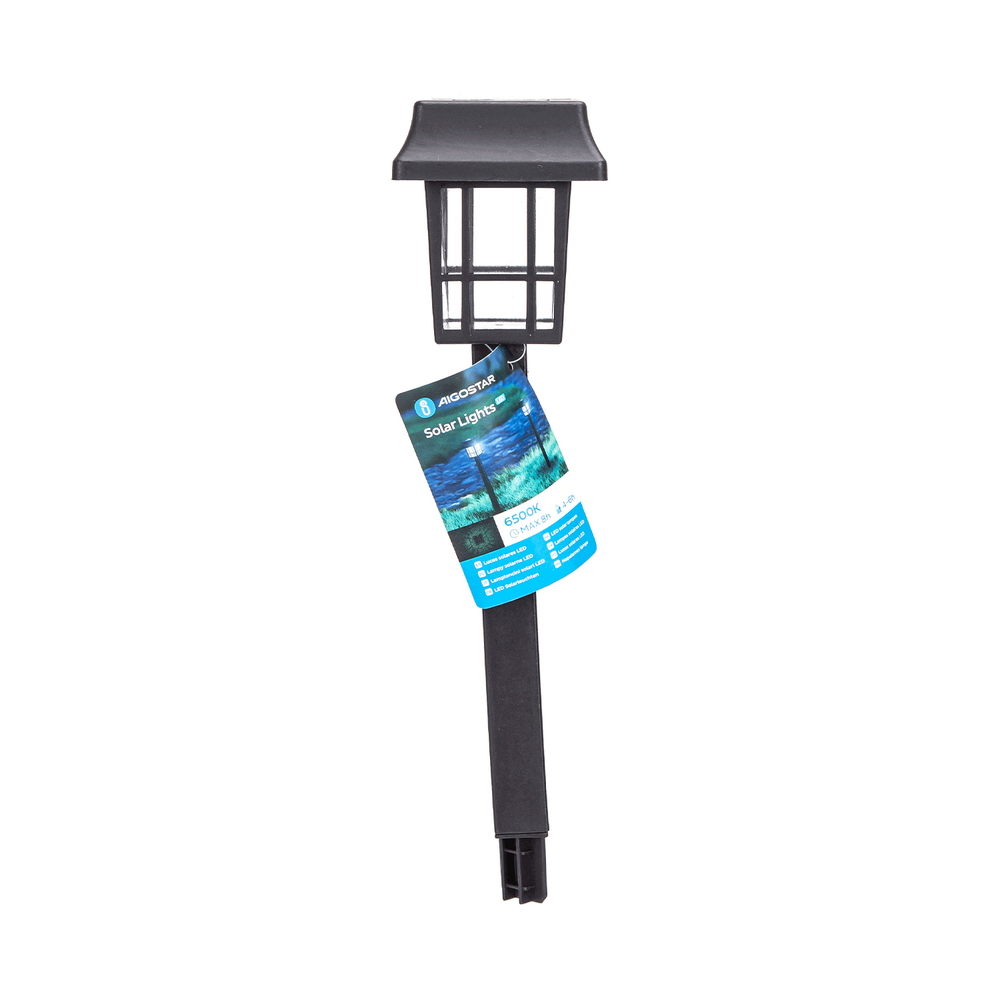 Lampioncino segnapassi Led Cage 0,2W Nero con pannello solare IP44 Bianco freddo 6500K con sensore crepuscolare Aigostar - Foto 3