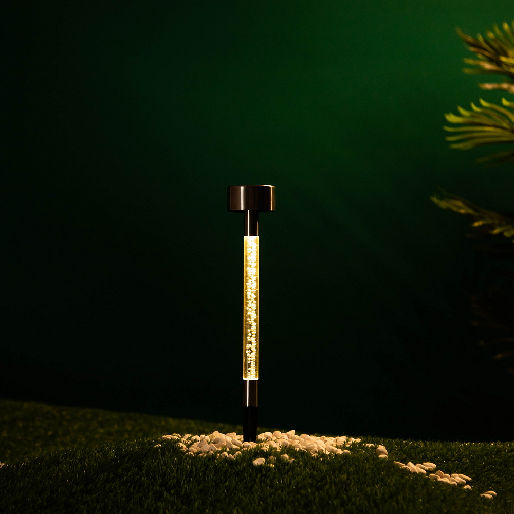 Lampioncino segnapassi Led Fluid 0,006W Argento in acciaio con pannello solare IP44 Bianco caldo 2700K con sensore crepuscolare Aigostar - Foto 2