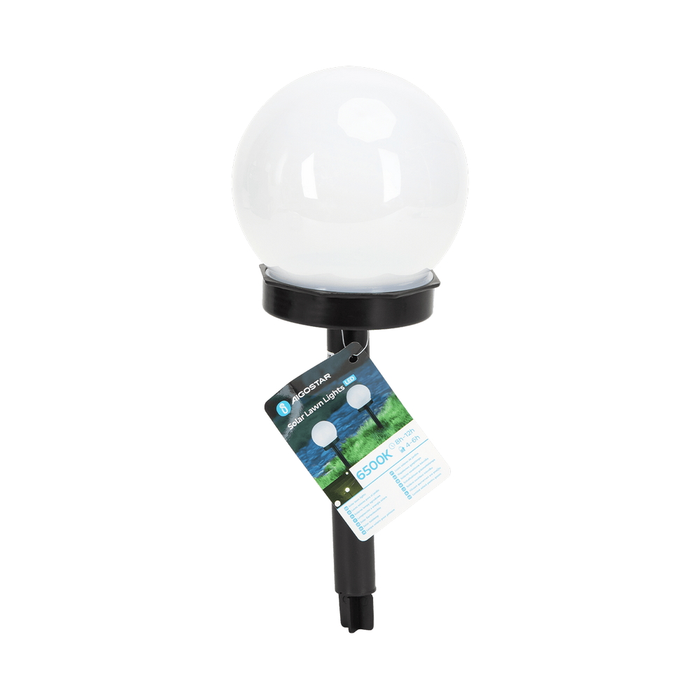 Lampioncino segnapassi Led Globe 0,006W Nero con pannello solare IP44 Bianco freddo 6500K con sensore crepuscolare Aigostar - Foto 3