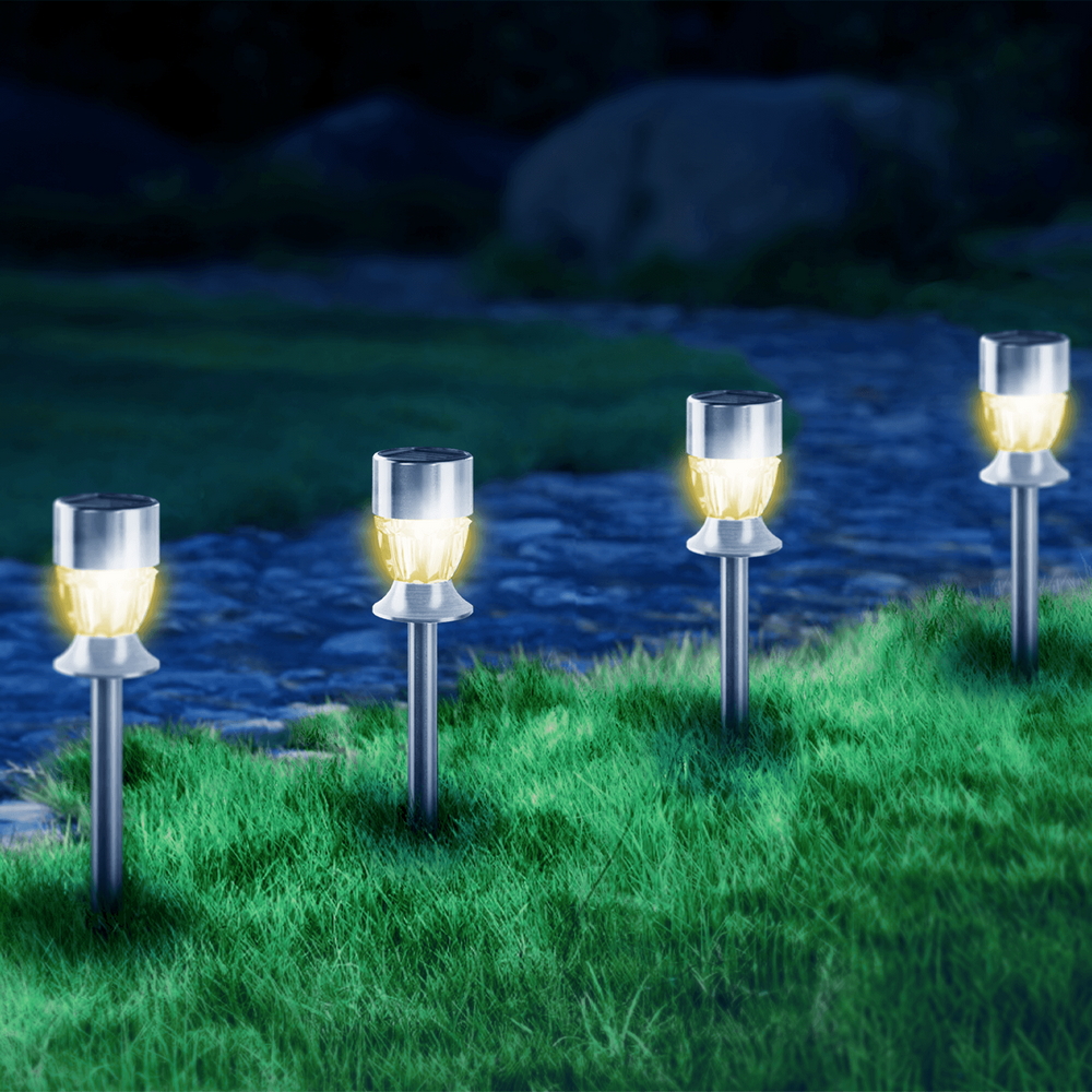 Lampioncino segnapassi Led Hilt 0,006W Argento in acciaio con pannello solare IP44 Bianco caldo 2700K con sensore crepuscolare Aigostar - Foto 2