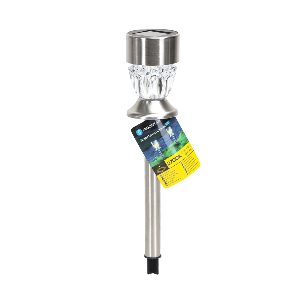 Lampioncino segnapassi Led Hilt 0,006W Argento in acciaio con pannello solare IP44 Bianco caldo 2700K con sensore crepuscolare Aigostar - Foto 3