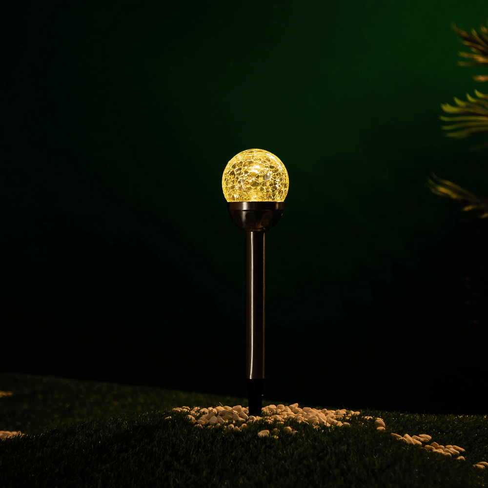 Lampioncino segnapassi Led Magic Sphere 0,012W Argento in acciaio con pannello solare IP44 Bianco caldo 2700K con sensore crepuscolare Aigostar - Foto 2