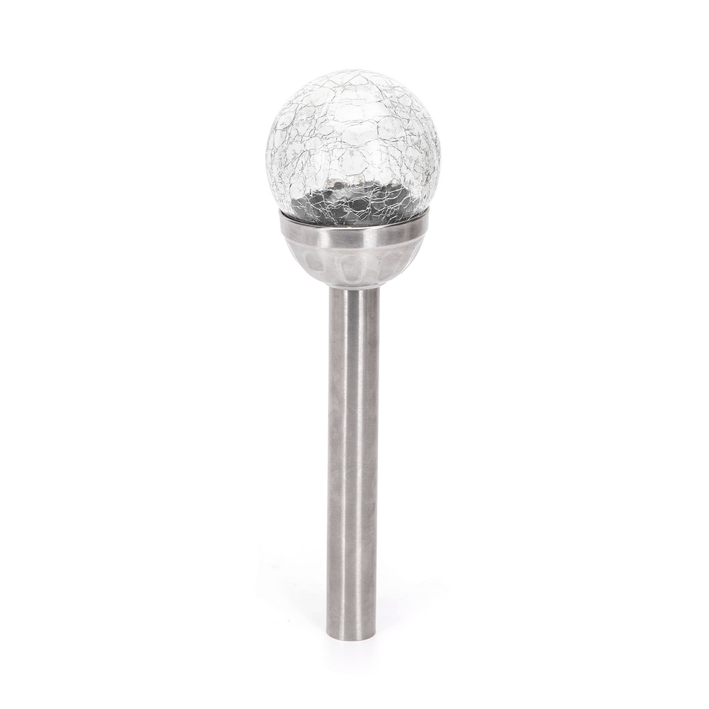 Foto principale Lampioncino segnapassi Led Magic Sphere 0,012W Argento in acciaio con pannello solare IP44 Bianco caldo 2700K con sensore crepuscolare Aigostar