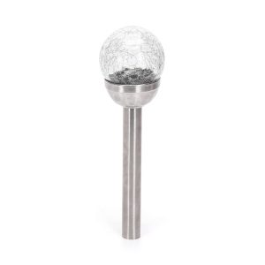 Foto principale Lampioncino segnapassi Led Magic Sphere 0,012W Argento in acciaio con pannello solare IP44 RGB con sensore crepuscolare Aigostar