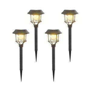 Foto principale Lampioncino segnapassi Led Sandogasa 0,2W Nero con pannello solare IP44 Bianco caldo 3000K con sensore crepuscolare confezione 4pz Aigostar
