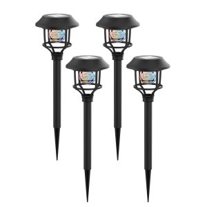 Foto principale Lampioncino segnapassi Led Sandogasa 0,2W Nero con pannello solare IP44 RGB con sensore crepuscolare confezione 4pz Aigostar
