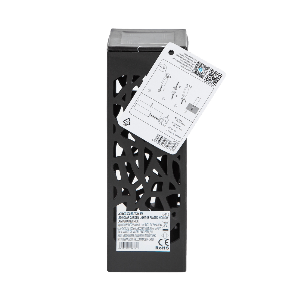 Lampioncino segnapassi Led Tower 0,006W Nero con pannello solare IP44 Bianco freddo 6500K con sensore crepuscolare Aigostar - Foto 4
