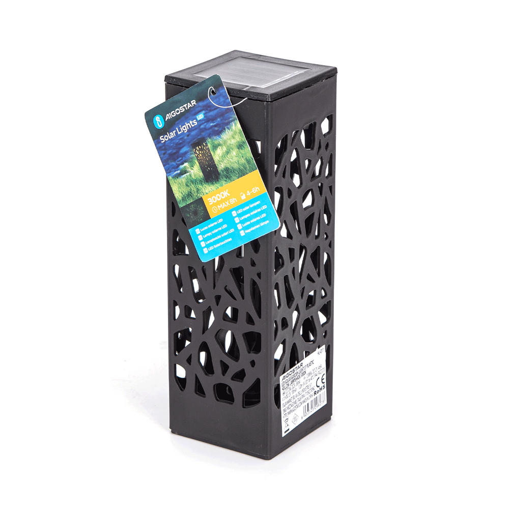 Lampioncino segnapassi Led Tower 0,2W Nero con pannello solare IP44 Bianco caldo 3000K con sensore crepuscolare Aigostar - Foto 3