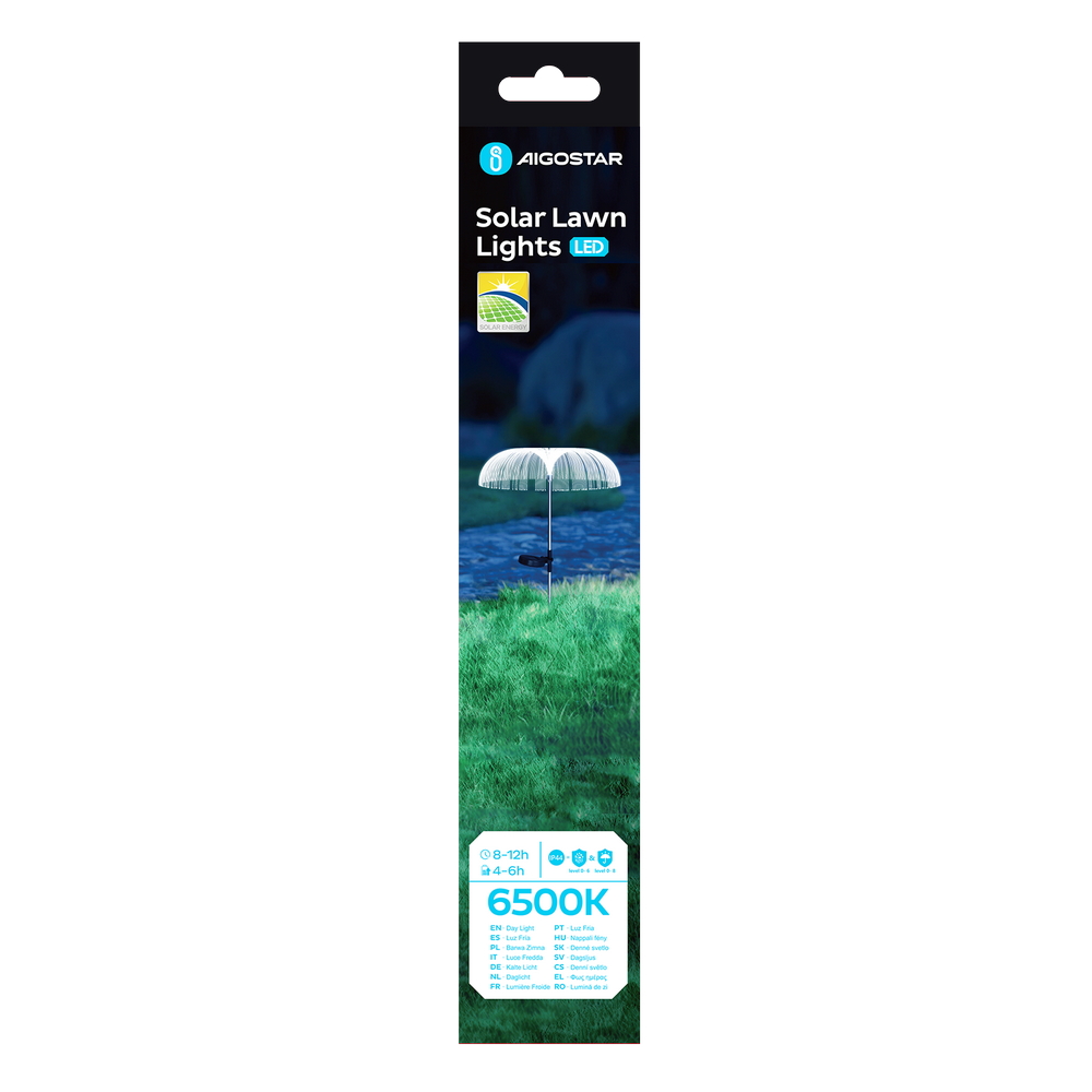 Lampioncino segnapassi Led Willow 0,03W Argento in acciaio con pannello solare IP44 Bianco freddo 6500K con sensore crepuscolare Aigostar - Foto 4