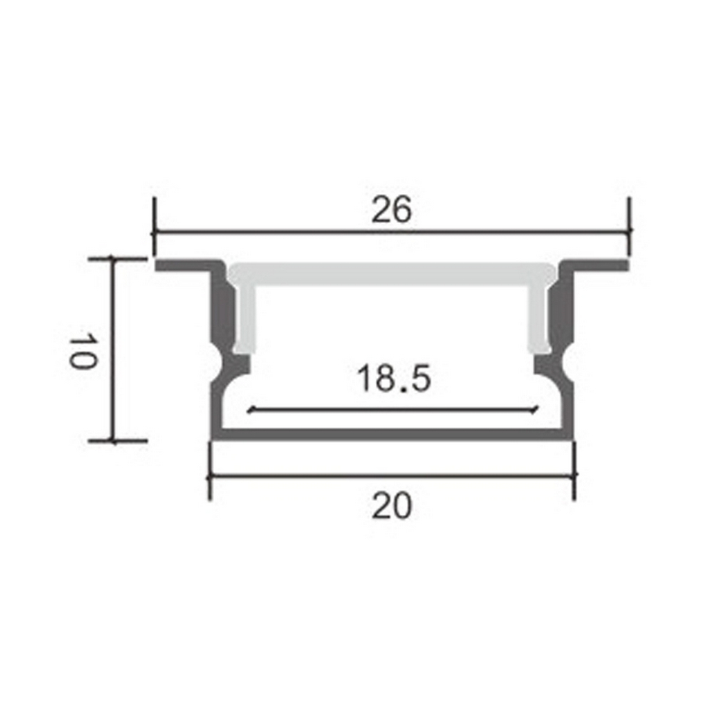 Profilo Led piatto U Hieg per strisce Led 12-24V da incasso 2 metri in alluminio M LEDME - Foto 1