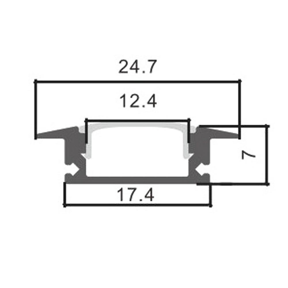 Profilo Led piatto U Sub Nero laccato per strisce Led 12-24V da incasso 2 metri in alluminio M LEDME - Foto 1