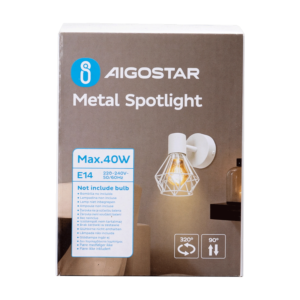 Applique da parete Dimen Bianco 1 x E14 Aigostar - Foto 6
