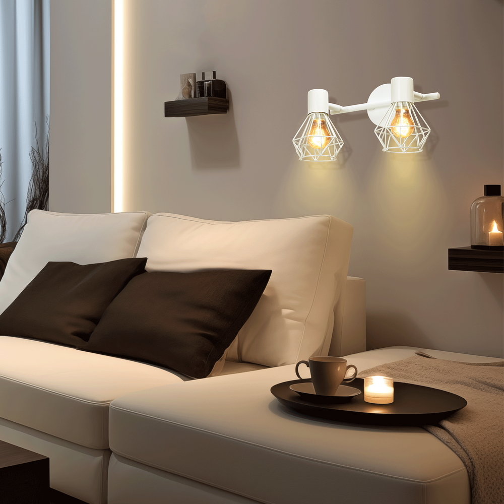 Applique da parete Dimen Bianco 2 x E14 Aigostar - Foto 4