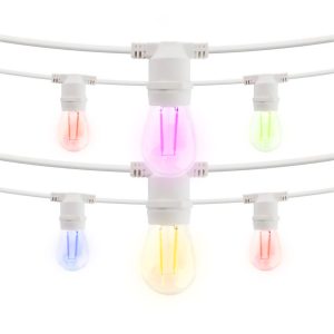 Foto principale Catena di luci lineare 10 metri con 10 lampadine E27 Multicolore IP54 Bianca Wisdom