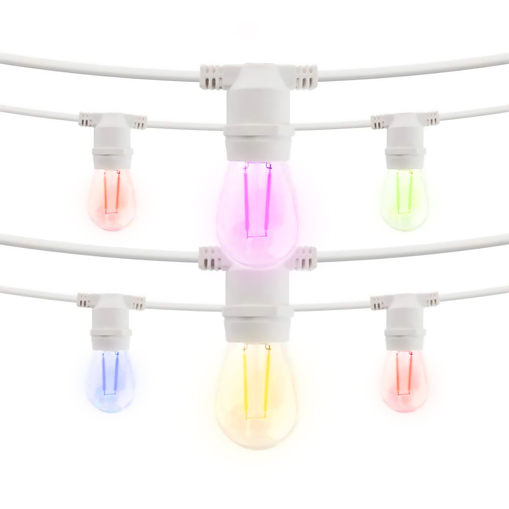 Foto principale Catena di luci lineare 10 metri con 10 lampadine E27 Multicolore IP54 Bianca Wisdom