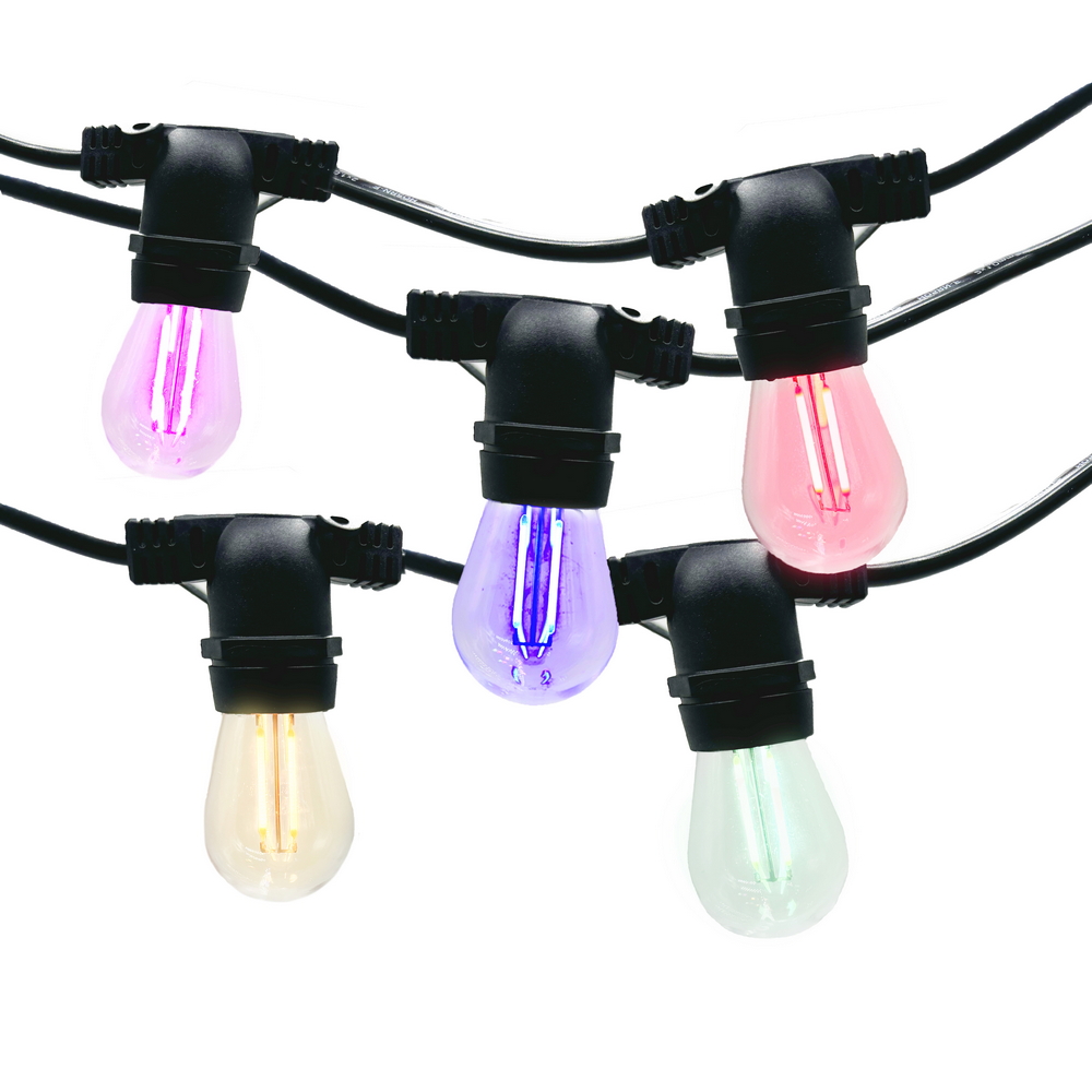 Foto principale Catena di luci lineare 10 metri con 10 lampadine E27 Multicolore IP54 Nera Wisdom