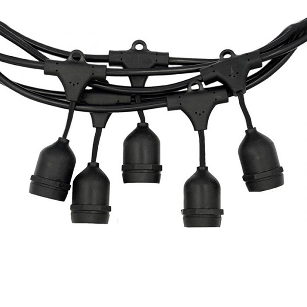 Catena di luci pendente 10 metri per 10 lampadine E27 IP54 Nera Wisdom - Foto 1