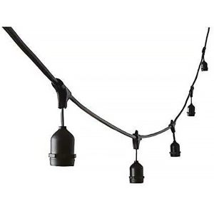 Foto principale Catena di luci pendente 10 metri per 10 lampadine E27 IP54 Nera Wisdom